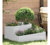 Garden Planter Silver Galvanised Steel 80x80x50cm Modern Outdoor Trough Durable