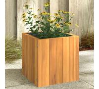 Garden planter solid acacia wood 25x25x25 cm natural finish with liner for home