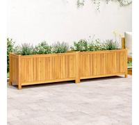Garden Planter Solid Acacia Wood Natural 199x38.5x50 cm Outdoor PlanterwithLiner