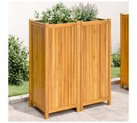 Garden Planter Solid Acacia Wood Natural 80x42x100cm with Liner & Drain Rustic.