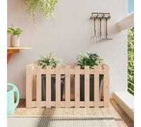 Garden planter solid pine natural finish 100x50x50 cm raised wooden trough patio