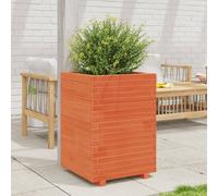 Garden Planter Solid Pinewood Wax Brown 50x50x72.5 cm Rustic Raised Bed for veg