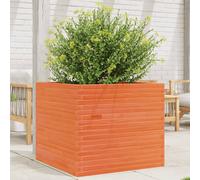 Garden Planter Solid Pinewood Wax Brown 80x80x68.5 cm Rustic Outdoor Raised Bed