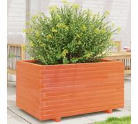 Garden Planter Solid Pinewood Wax Brown 90x60x49.5 cm Rustic Raised Bed Wood Box