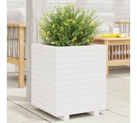 Garden Planter Solid Pinewood White 40x40x49.5 cm Open Bottom Rustic Outdoor XL
