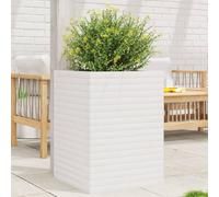 Garden Planter Solid Pinewood White 50x50x68.5cm Tall Square Outdoor Rustic Box