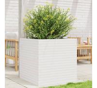 Garden Planter Solid Pinewood White 70x70x68.5 cm Rustic Outdoor Box Raised Bed