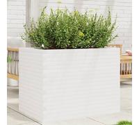 Garden Planter Solid Pinewood White 90x60x68.5 cm Raised Wooden Planter Long Box