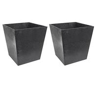 Garden Planter Sonata in Slate or Steel Grey Decorative Self Watering Flower Pot Recycled Rubber Tyres Durable Weatherproof No Cracking or Fading Indoor Outdoor (Steel Grey 33cm x2)