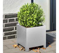 Garden Planter Square 30x30x30cm Galvanized Steel Grey Raised No-Drain For Patio