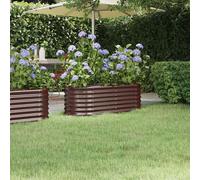 vidaXL Garden Raised Bed Powder-coated Steel Flower Box - 114x40x36 cm Grey Oval Planter for Gardens, Balconies, Patios