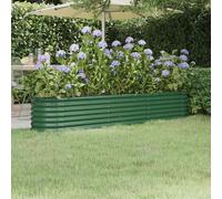 vidaXL Garden Raised Bed Silver Oval Plant Pot - Powder-coated Steel Outdoor Planter for Flowers, Herbs, Vegetables - 224x40x36 cm