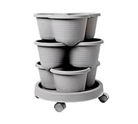 Garden Planter Tower - Stackable Garden Flower Pot, Rolling Base | Multi-Tiered Vegetable, Indoor Balcony Patio Usage, Tool Kit Inclu
