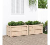 Wooden Planter Natural Pine 90x50x50cm Solid Pine Raised Garden Bed Rustic Patio