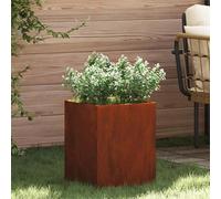 Garden planter weathering steel 32x32x40cm cube metal outdoor minimalist corten