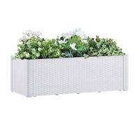 Garden Planter White 100x43x33cm PP Rattan Look Self-Watering 35L Indoor/Outdoor