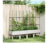 Garden Planter White 160x40x142.5cm Polypropylene Rattan Look Planter w/Trellis