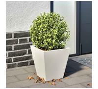 Garden Planter White Cold-Rolled Steel 30x30x30cm Elevated Outdoor Stand Modern