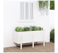Garden Planter White Pine 121x50x57cm Solid Pine Raised Bed Large Rustic Outdoor
