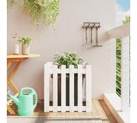 Garden Planter White Pine 60x60x60cm Solid Pinewood Square Rustic Large Planter