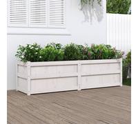 Garden Planter White Solid Pine Wood 180x50x50 cm Large Raised Planter for Patio