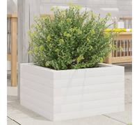 Garden Planter White Solid Pinewood 40x40x23 cm Rustic Raised Planter Box Large