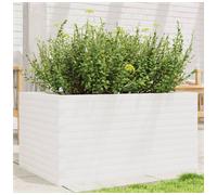 Garden Planter White Solid Pinewood 90x60x45.5 cm Deep Outdoor Raised w/Drains.