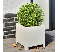 Garden Planter White Steel 30x30x30cm Elevated Cube for Patio Balcony Outdoor UK