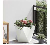 Garden Planter White Steel 40x40x40 cm Square Corrugated Modern Outdoor Planter