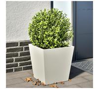 Garden Planter White Steel Cold-Rolled 40x40x40cm Square Raised Modern OutdoorXL