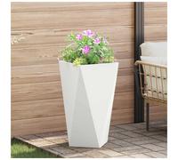 Garden Planter White Steel Rectangular 40x40x75cm Outdoor Terrace Modern Planter
