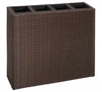 vidaXL Garden Raised Bed with 4 Pots 2 pcs Poly Rattan Brown(2x41085)