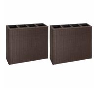 vidaXL Garden Raised Bed with 4 Pots 2 pcs Poly Rattan Brown(2x41085)