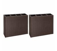 vidaXL Garden Raised Bed with 4 Pots 2 pcs Poly Rattan Brown(2x41085)