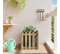 Garden Planter with Fence Design 50x50x50 cm Impregnated Wood Pine Berkfield Home Brown One Size