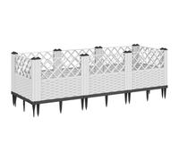 (grey, 123,5 x 43,5 x 43,5 cm) vidaXL Garden Planter with Pegs Raised Bed Outdoor Flower Pot Planter Pot PP