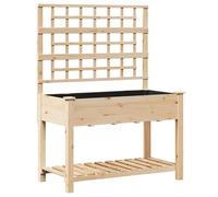 Garden Planter with Shelf Beige Solid Fir Wood Outdoor Rectangular Box vidaXL