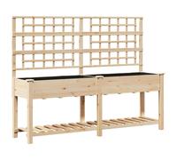 Garden Planter with Shelf Beige Solid Fir Wood Outdoor Rectangular Box vidaXL