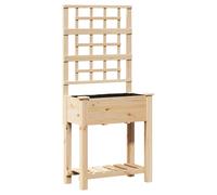 Garden Planter Beige Solid Fir Wood 71x38x152cm With Trellis Shelf Outdoor Decor