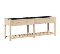 Garden Planter with Shelf Beige Solid Fir Wood Outdoor Terrace Wooden vidaXL