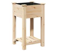 Garden Planter with Shelf Beige Solid Fir Wood Outdoor Wooden Box Deck vidaXL