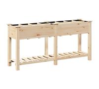 Garden Planter with Shelf Beige Solid Fir Wood Outdoor Wooden Terrace vidaXL