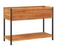 Garden Planter with Shelf Outdoor Flower Pot Solid Wood Acacia & Steel vidaXL