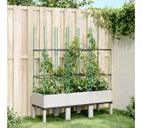 Garden Planter with Trellis 120x40x142.5cm White PP Rattan Look Elevated Support
