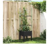 Garden Planter with Trellis 40x40x142.5cm Black PP Rattan-Look Elevated Perfect