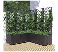 vidaXL Garden Planter with Trellis Black PP Raised Bed Flower Box Plant Pot