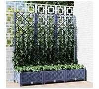 Vidaxl Garden Planter With Trellis Blue Grey 120X40X121.5 Cm Pp