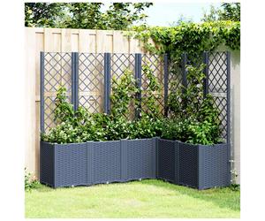 Garden planter with trellis Blue grey 160x120x140cm PP rattan-look modular 4pcs
