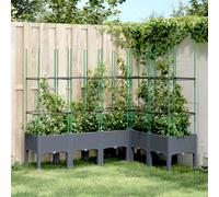 Garden Planter with Trellis Blue Grey 160x120x142.5 cm PP Berkfield Home Grey One Size