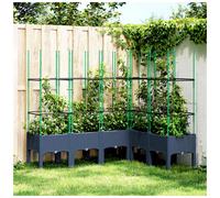 Garden Planter with Trellis Blue Grey 160x120x142.5cm PP Rattan Elevated Raised
